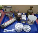 Woods & Roots Areca Nut Pot Lids, Oxo, Taylor & Catley Abby Glass Bottles, Burgess Torch, vintage