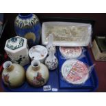 Clews Chameleon Ware Vase, Parakeet vases, Minton & Doulton boxed dishes, Mason's etc:- One Tray.