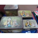 Vintage Tins - Mazawattee Tea tins, three featuring Granny and Granddaughter, another featuring