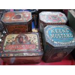 Vintage Tins - Mustard Themes, Coleman's, Keen's, Sultana Spice. (5)