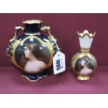 A Late XIX Century Vienna Style Porcelain Vase, of flattened two handled pear shaped form, the