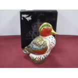 Royal Crown Derby Green Winged Teal, 11.5cm high.