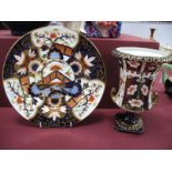 A Royal Crown Derby Imari 2451 Pattern Twin Handled Vase, with presentation inscription to base,