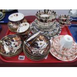 Crown Derby Teaware, seven pieces damaged), Folly trio, Royal Vale teaware.