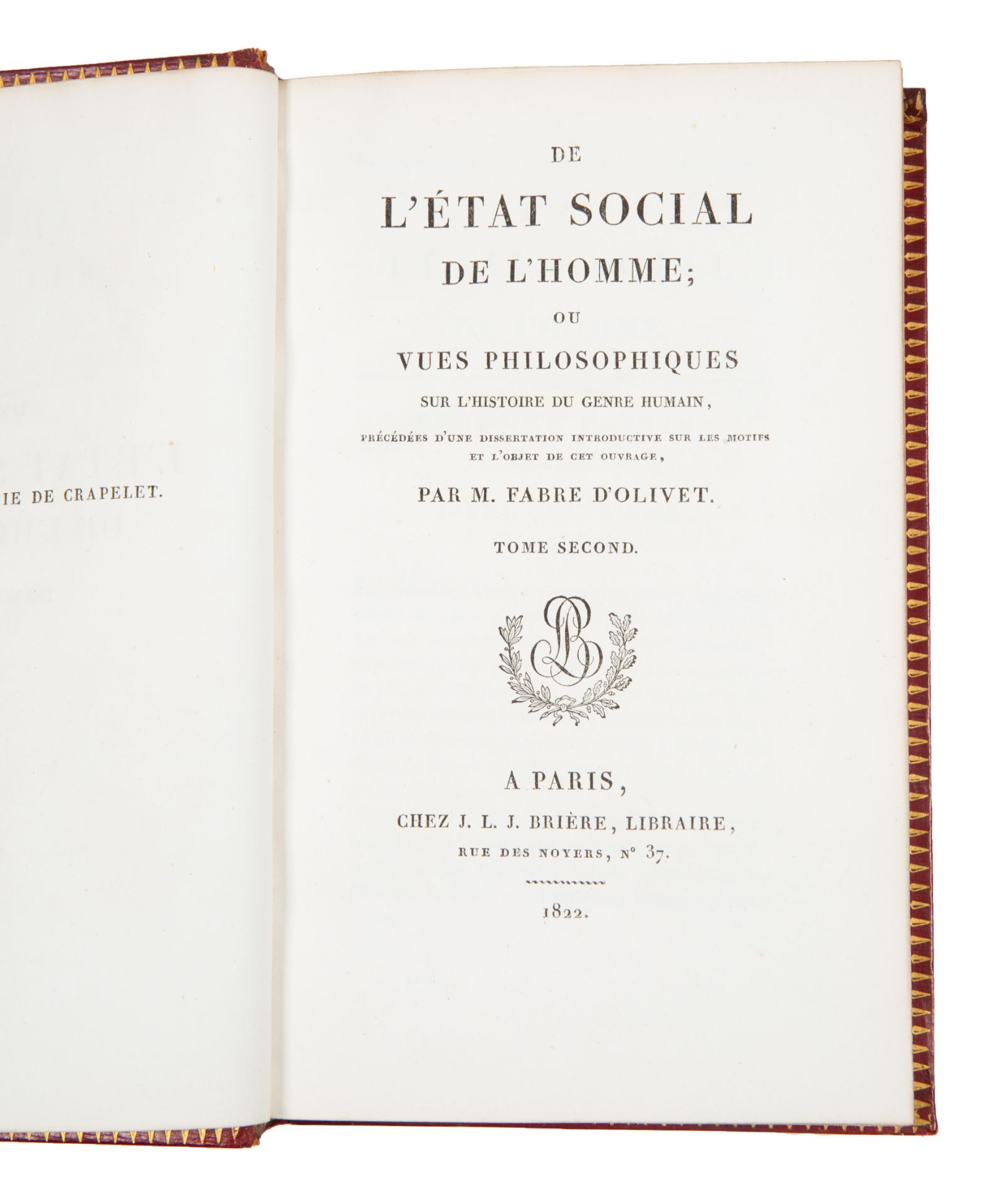 [SUPERB IMPERIAL PRESENTATION COPY] FABRE D’OLIVET, DE L’ETAT SOCIAL DE L’HOMME, 1822 - Image 11 of 12