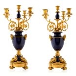 A PAIR OF FRENCH ORMOLU-MOUNTED PORCELAIN CANDELABRA, LATE 19TH-EARLY 20TH CENTURY
