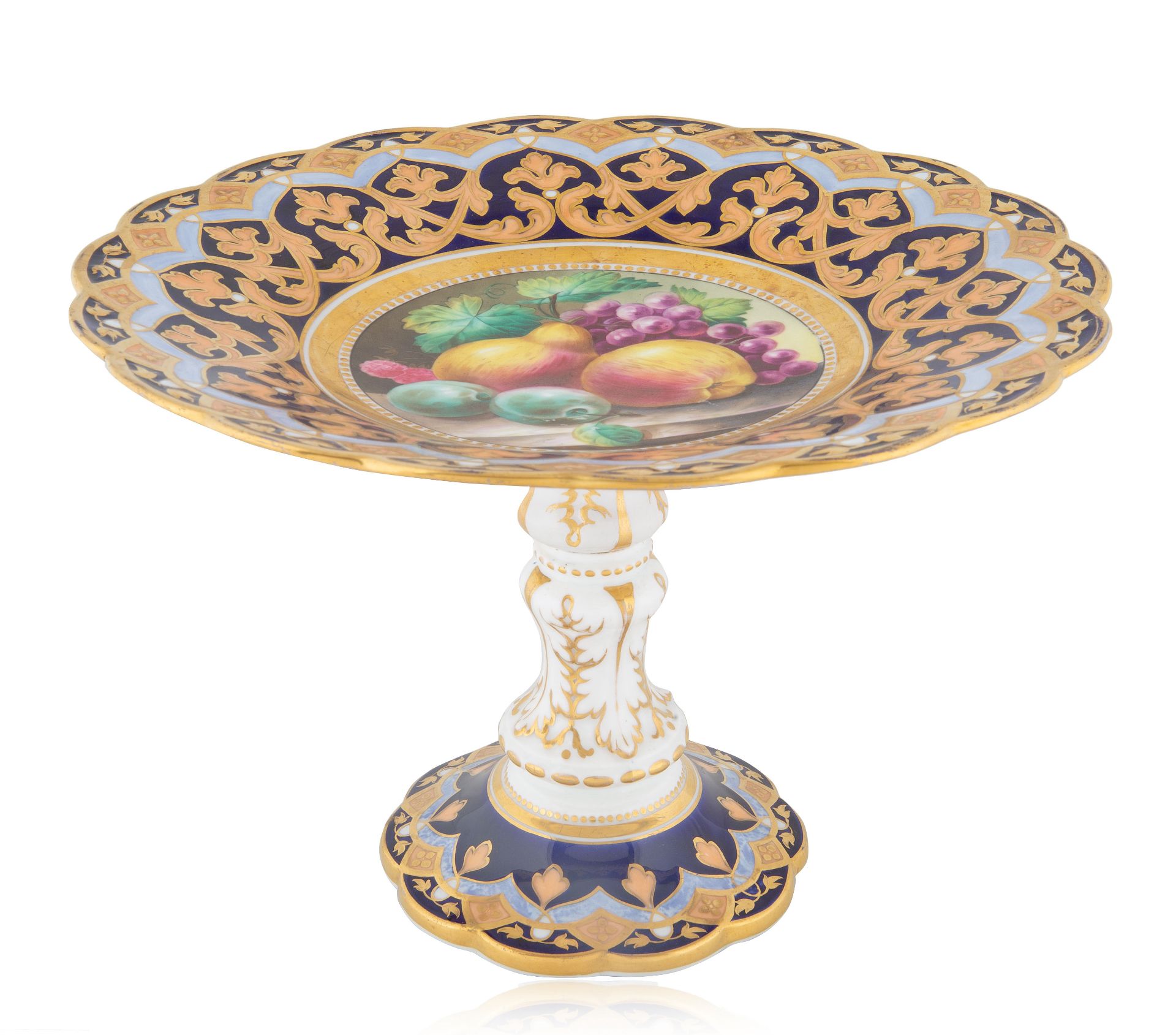 A BRITISH PORCELAIN CAKE STAND, 19TH CENTURY