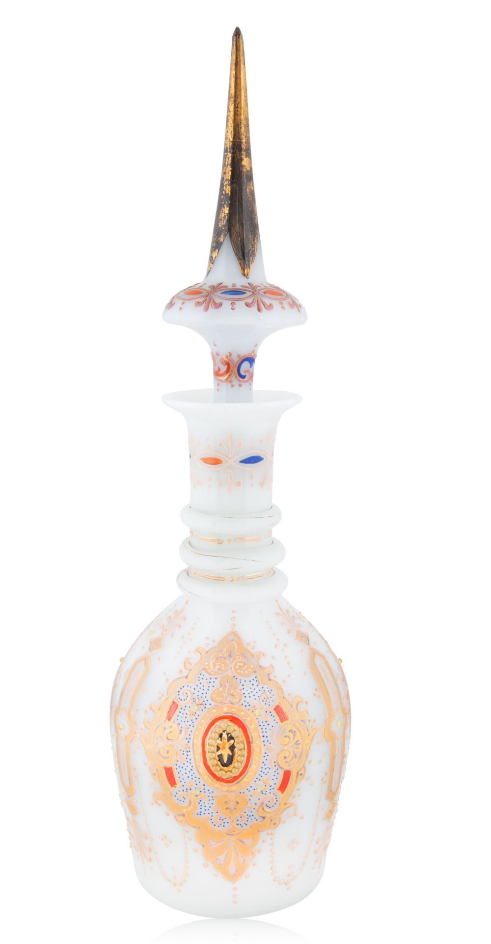 PAIR OF FRENCH OR BOHEMIAN OPALINE DECANTERS, LAST QUARTER OF THE 19TH CENTURY - Image 2 of 3