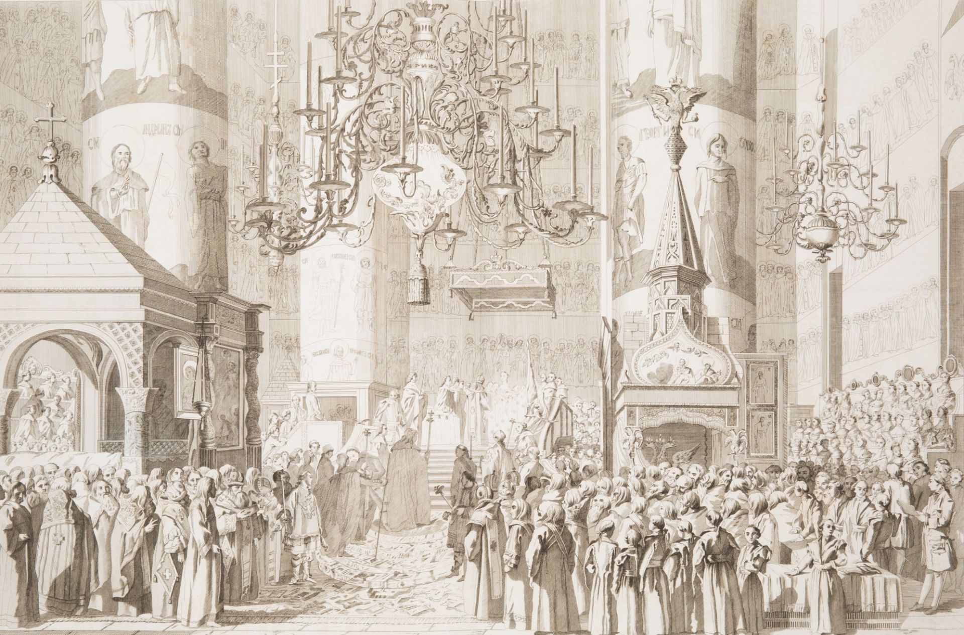 A SET OF 9 RUSSIAN ENGRAVINGS FOR THE CORONATION OF CATHERINE THE GREAT, ST. PETERSBURG, 1850S - Image 8 of 12