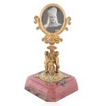 A RUSSIAN GILT SILVER AND RHODONITE PHOTO FRAME, ST. PETERSBURG 1873-1898