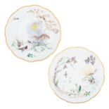 A PAIR OF FRENCH PORCELAIN PLATES, THE FOUR SEASONS LIMITED EDITION, DESIGNED BY FELIX BRACQUEMOND (