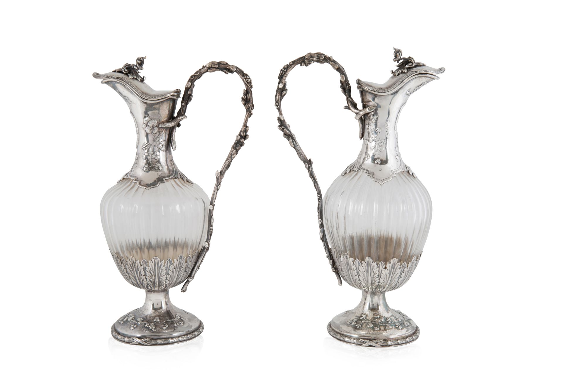 A PAIR OF ITALIAN SILVER AND GLASS PITCHERS, ASCANIO, EARLY 20TH CENTURY - Image 2 of 3