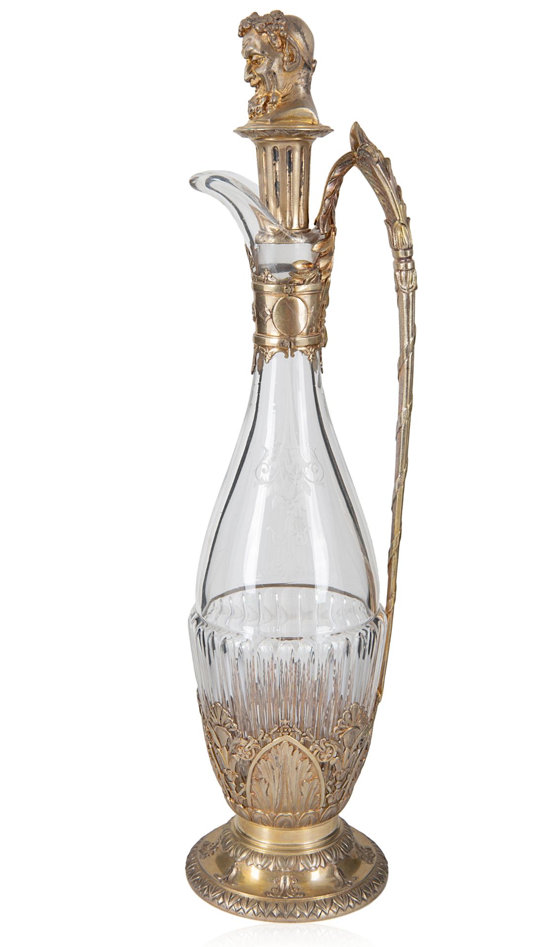 AN AUSTRIAN SILVER-MOUNTED CUT GLASS DECANTER, MAKER JOSEF CARL KLINKOSCH, VIENNA, 1872-1888