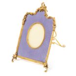 A RUSSIAN GOLD, GILT SILVER AND GUILLOCHE ENAMEL FRAME, MIKHAIL PERCHIN FOR FABERGE, CIRCA 1890