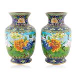 A PAIR OF CHINESE ENAMEL CLOISONNE VASES, 20TH CENTURY