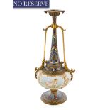 FRENCH CHAMPLEVE ENAMEL CANDLE HOLDER, EARLY 20TH CENTURY