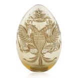 A RUSSIAN MONOGRAMMED GLASS EASTER EGG, IMPERIAL GLASS FACTORY, ST. PETERSBURG, PERIOD OF ALEXANDER