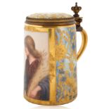 A VIENNA STYLE PORTRAIT TANKARD, PAINTED BY WAGNER FINELY (GERMAN-AUSTRIAN 19TH CENTURY), RETAILER