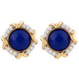 A TIFFANY 18KT ROUND LAPIS LAZULI, DIAMOND AND GOLD EARRINGS, CIRCA 1985