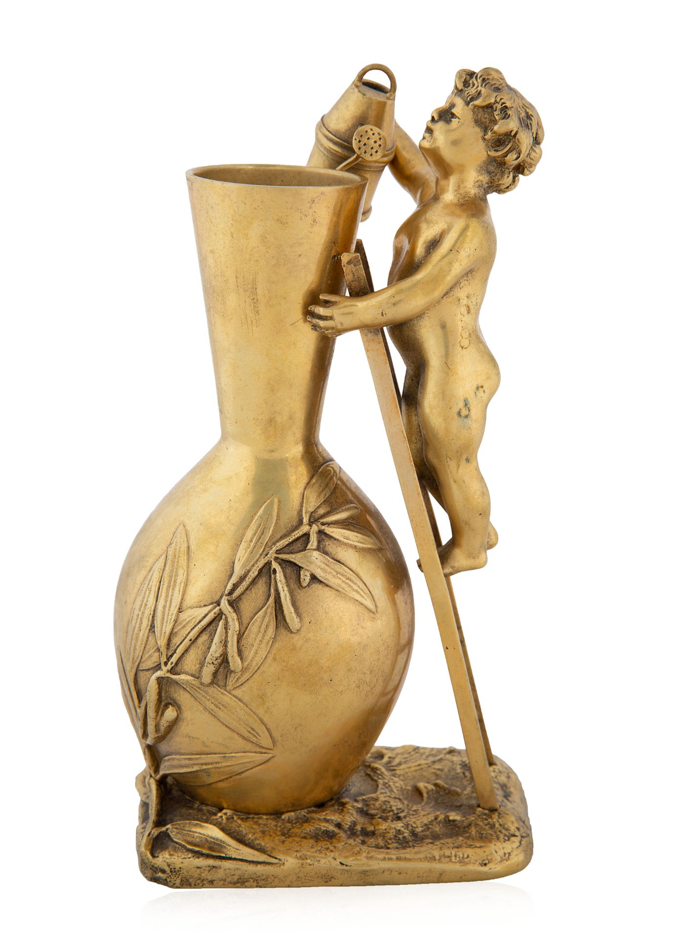 A FRENCH BRONZE ART NOUVEAU VASE BY LUCIE SIGNORET-LEDIEU (FRENCH 1858-1904)