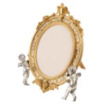 AN ORMOLU AND ENAMEL PICTURE FRAME, 20TH CENTURY