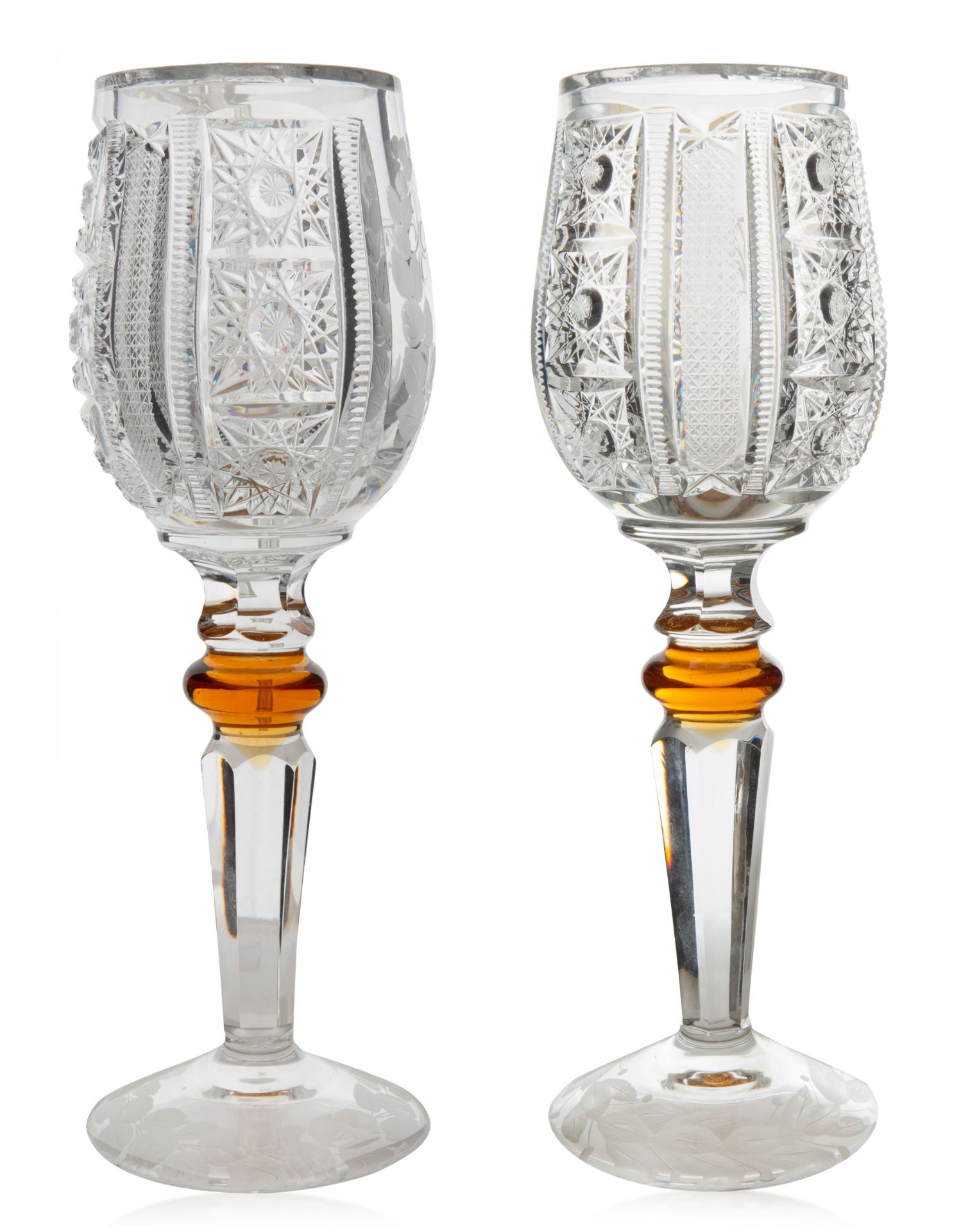 PAIR OF SOVIET CUT CRYSTAL PRESENTATION GOBLETS TO LEONID AND VIKTORIA BREZHNEVY (RUSSIAN 1906-1982 - Image 2 of 2