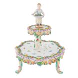 A MEISSEN PORCELAIN TIERED CAKE STAND, MID-19TH CENTURY