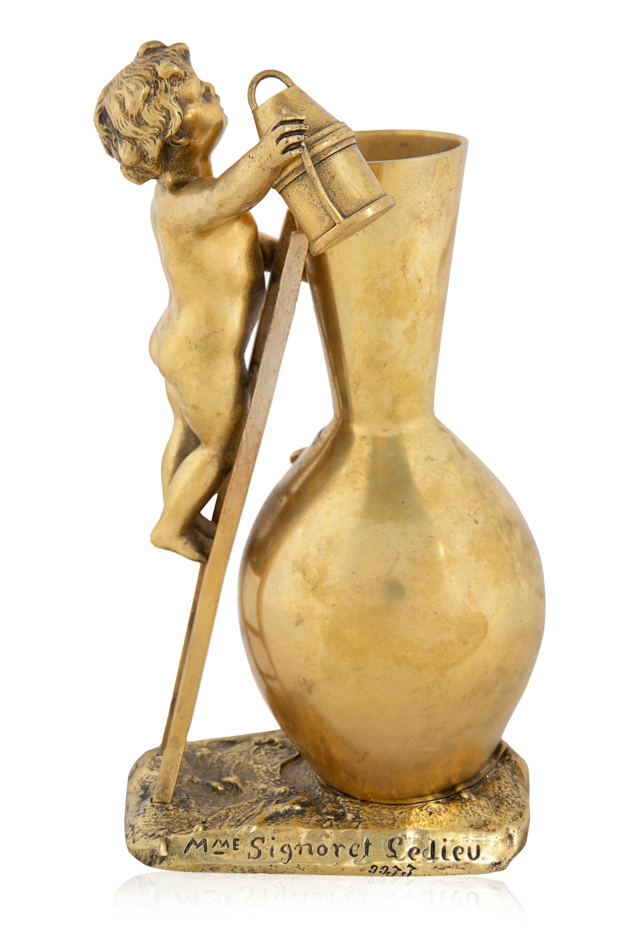 A FRENCH BRONZE ART NOUVEAU VASE BY LUCIE SIGNORET-LEDIEU (FRENCH 1858-1904) - Image 2 of 2