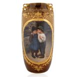 A ROYAL VIENNA STYLE PORCELAIN VASE, 'EIN GEHEIMNIS', PAINTED BY WAGNER FINELY