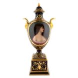 A BERLIN PORCELAIN VIENNA STYLE PORTRAIT VASE OF EPANOUISSEMENT, AFTER ANGELO ASTI, LATE 19TH-EARLY