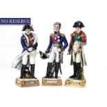 A SET OF THREE GERMAN PORCELAIN FIGURES OF NAPOLEON, NEY AND LANNES, SCHUMANN, DRESDEN, EARLY 20TH C