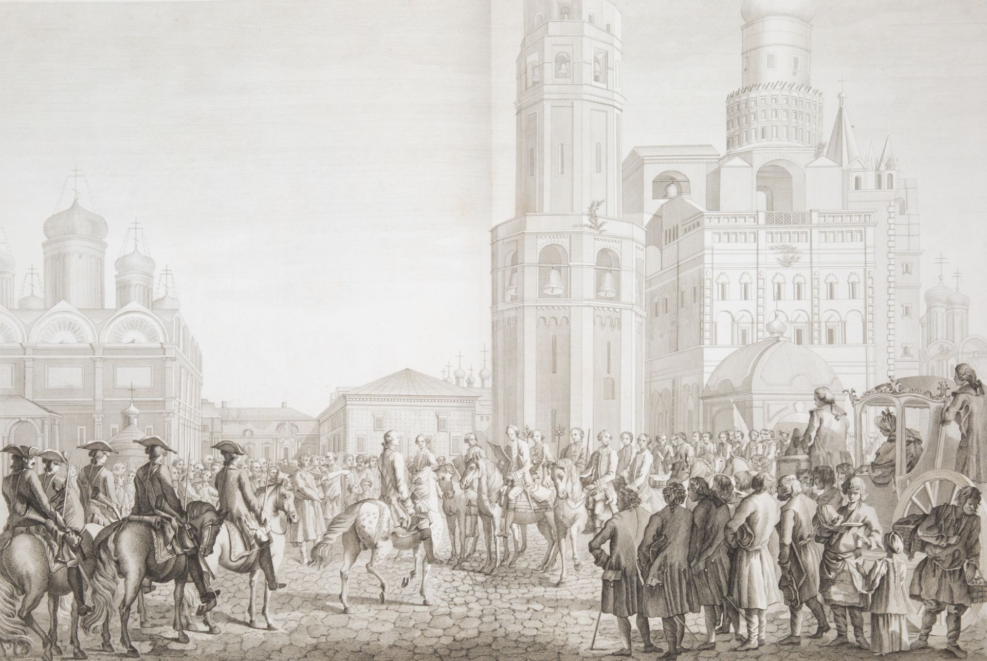 A SET OF 9 RUSSIAN ENGRAVINGS FOR THE CORONATION OF CATHERINE THE GREAT, ST. PETERSBURG, 1850S - Image 3 of 12