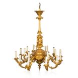 A LOUIS XIV-STYLE ORMOLU EIGHTEEN-LIGHT CHANDELIER, MOST LIKELY FRENCH, EARLY 19TH CENTURY