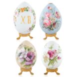 A SET OF FOUR LARGE RUSSIAN PORCELAIN EASTER EGGS, IMPERIAL PORCELAIN FACTORY, ST. PETERSBURG, LATE