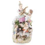 A GERMAN MEISSEN PORCELAIN FIGURAL GROUP EMBLEMATIC OF MUSIC, MEISSEN, DRESDEN, LATE 19TH-EARLY 20TH