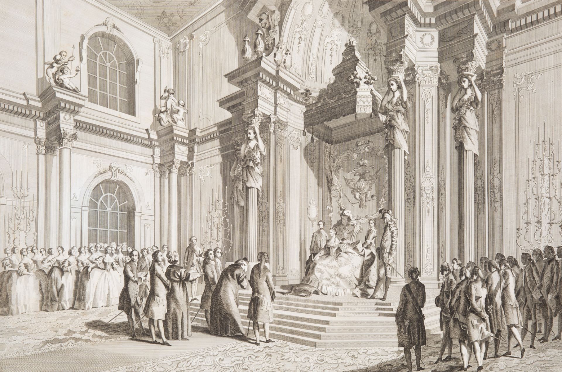 A SET OF 9 RUSSIAN ENGRAVINGS FOR THE CORONATION OF CATHERINE THE GREAT, ST. PETERSBURG, 1850S - Image 10 of 12