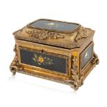 A FRENCH PIETRA DURA BRONZE MOUNTED VANITY BOX, LATE 19TH CENTURY