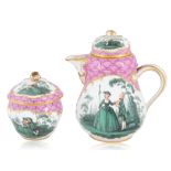 A MEISSEN PORCELAIN CREAMER AND SUGAR BOWL SET, 19TH CENTURY