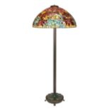 A MODERN TIFFANY STYLE STAINED GLASS 'HOLLY' FLOOR LAMP