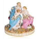 A GERMAN MEISSEN PORCELAIN FIGURAL GROUP, 'AMOR IN NOTEN', AFTER C.G. JUCHTZER, MEISSEN, LATE 19TH C