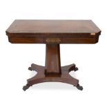 A REGENCY ROSEWOOD AND BRASS INLAY CARD TABLE, CIRCA 1810-1820