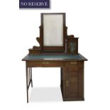 WOOD DRESSING TABLE WITH FRAMED MIRROR, 19TH CENTURY