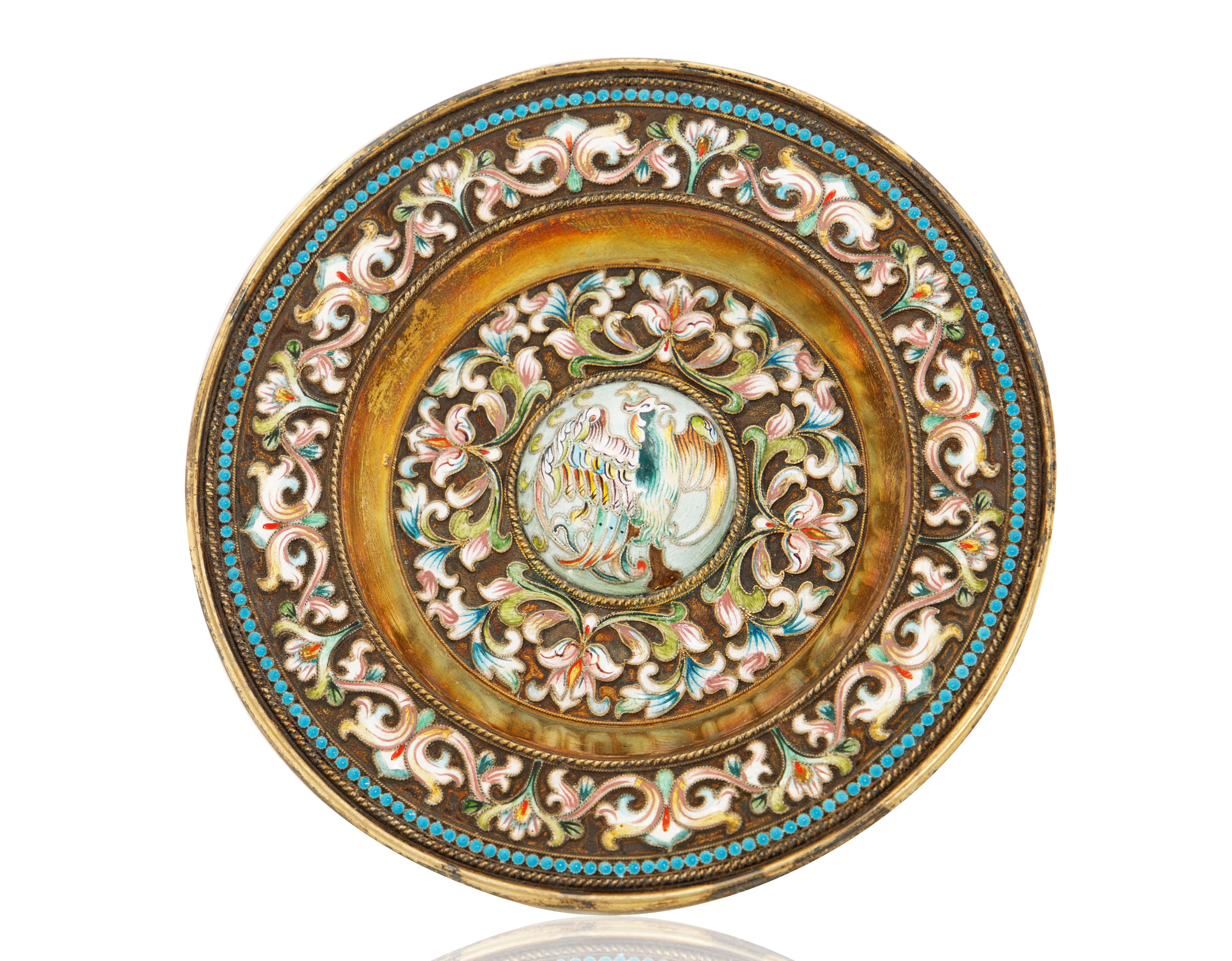 A LATE 20TH CENTURY RUSSIAN SILVER AND SHADED CLOISONNE CUP AND SAUCER SET, MANNER OF MARIA SEMENOVA - Image 2 of 4