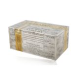 A 1885 LARGE RUSSIAN GILT SILVER TROMPE L'OEIL CIGAR BOX, WORKMASTER JOHAN OLSONIUS, ST. PETERSBURG