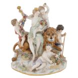 LATE 19TH CENTURY MEISSEN PORCELAIN FIGURAL GROUP OF CYBELE