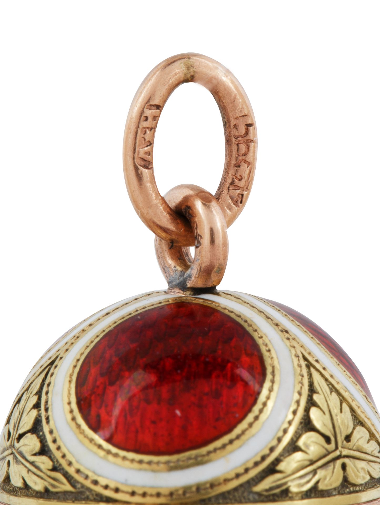 A 1908-1912 FABERGE AUGUST HOLLMING RUSSIAN GOLD, DIAMOND, MOONSTONE AND ENAMEL EGG PENDANT, ST. PET - Image 3 of 4