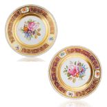 1850S-1870S PAIR OF POPOV RUSSIAN PORCELAIN PLATES, POPOV PORCELAIN FACTORY, GORBUNOVO