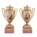 LATE 19TH-EARLY 20TH CENTURY ROYAL VIENNA COVERED PORCELAIN URNS