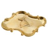 A CIRCA 1890 GILT SILVER MINIATURE TRAY, WORKMASTER KONSTANTIN LINKE, RETAILED BY BOLIN