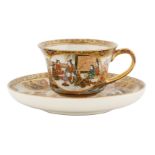 19TH CENTURY SATSUMA PORCELAIN TEA CUP AND SAUCER